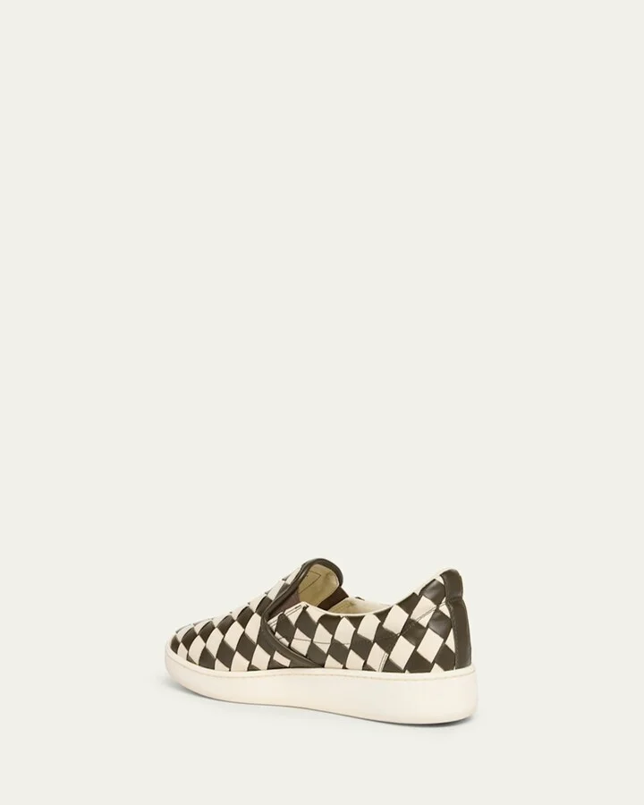 Men's Sawyer Intrecciato Check Calfskin Slip-On Sneakers - Image 5