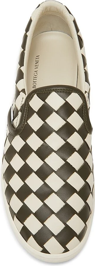 Men's Sawyer Intrecciato Leather Slip-On Sneakers - Sea Salt Khaki - Size 7 - Image 4
