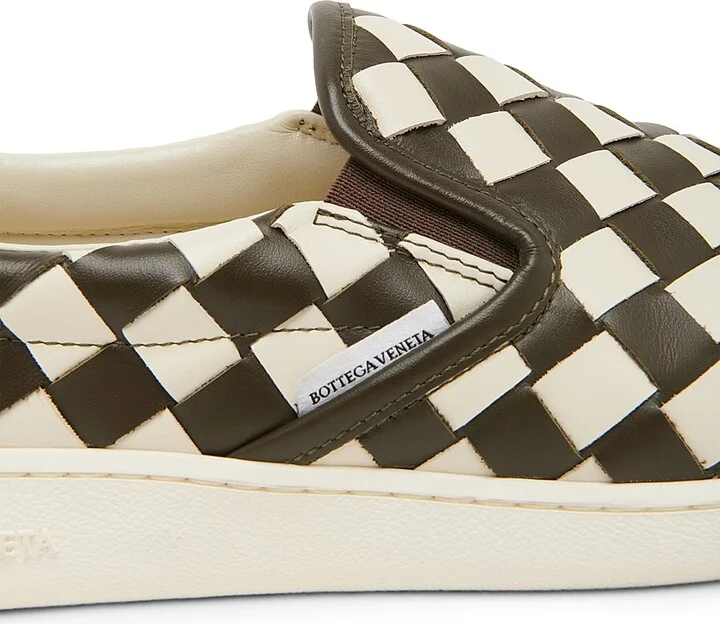 Men's Sawyer Intrecciato Leather Slip-On Sneakers - Sea Salt Khaki - Size 7 - Image 5