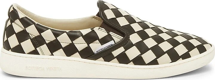 Men's Sawyer Intrecciato Leather Slip-On Sneakers - Sea Salt Khaki - Size 7