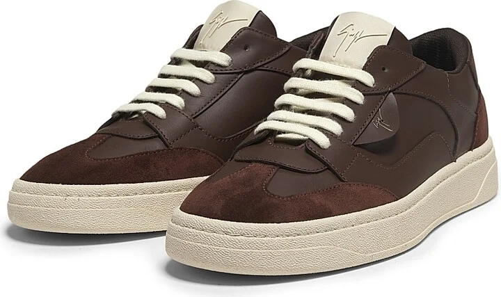 Men's Scarpa Uomo Leather Low-Top Sneakers - Brown Velvet - Size 7 - Image 2