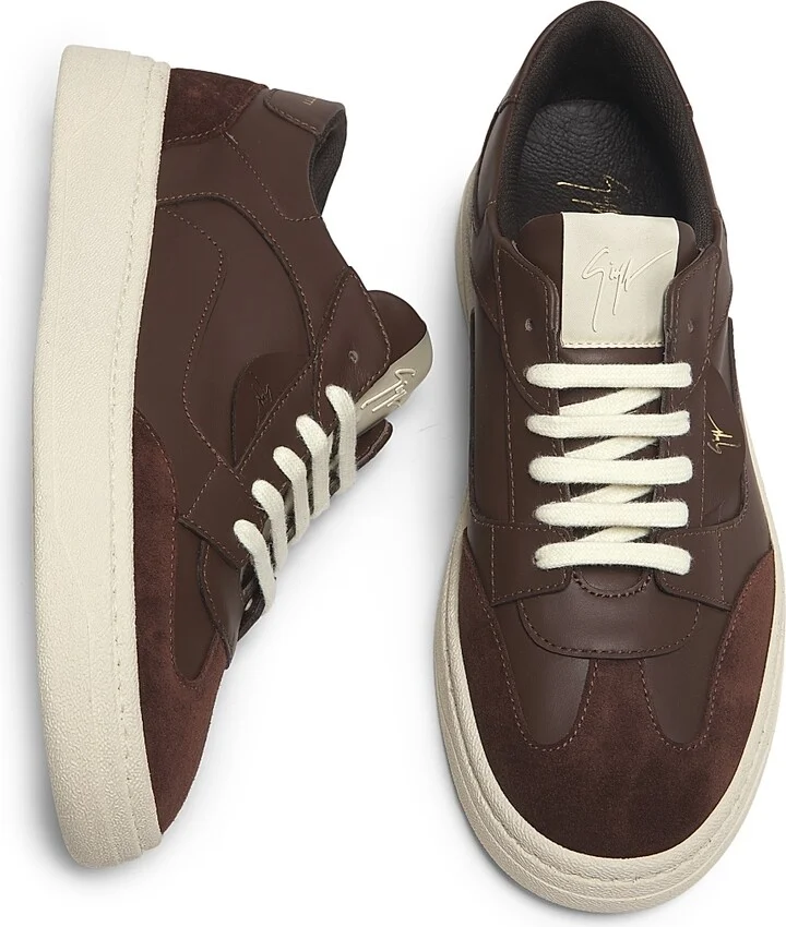 Men's Scarpa Uomo Leather Low-Top Sneakers - Brown Velvet - Size 7 - Image 4