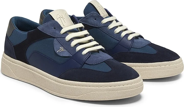 Men's Scarpa Uomo Leather, Suede & Nylon Low-Top Sneakers - Blue - Size 6 - Image 2