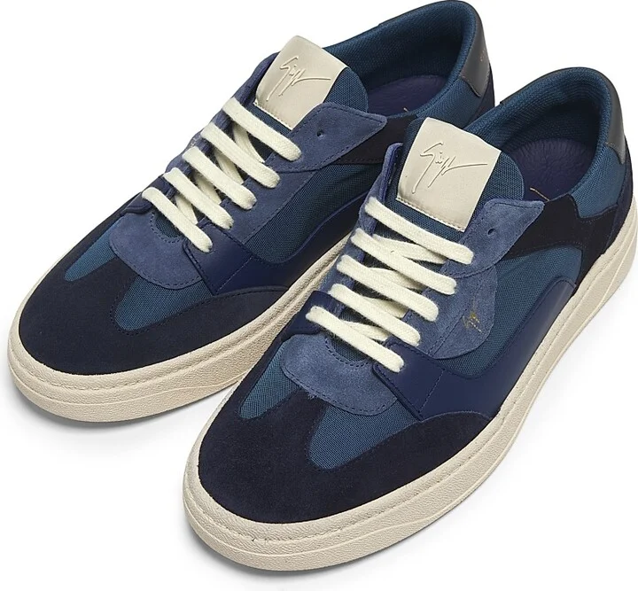 Men's Scarpa Uomo Leather, Suede & Nylon Low-Top Sneakers - Blue - Size 6 - Image 4