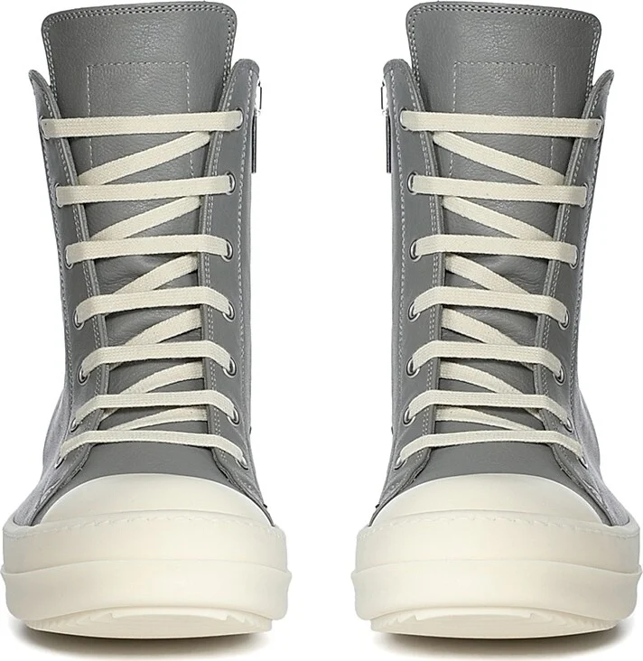 Men's Scarpe In Pelle High-Top Sneakers - Washed Indigo - Size 11 - Image 4