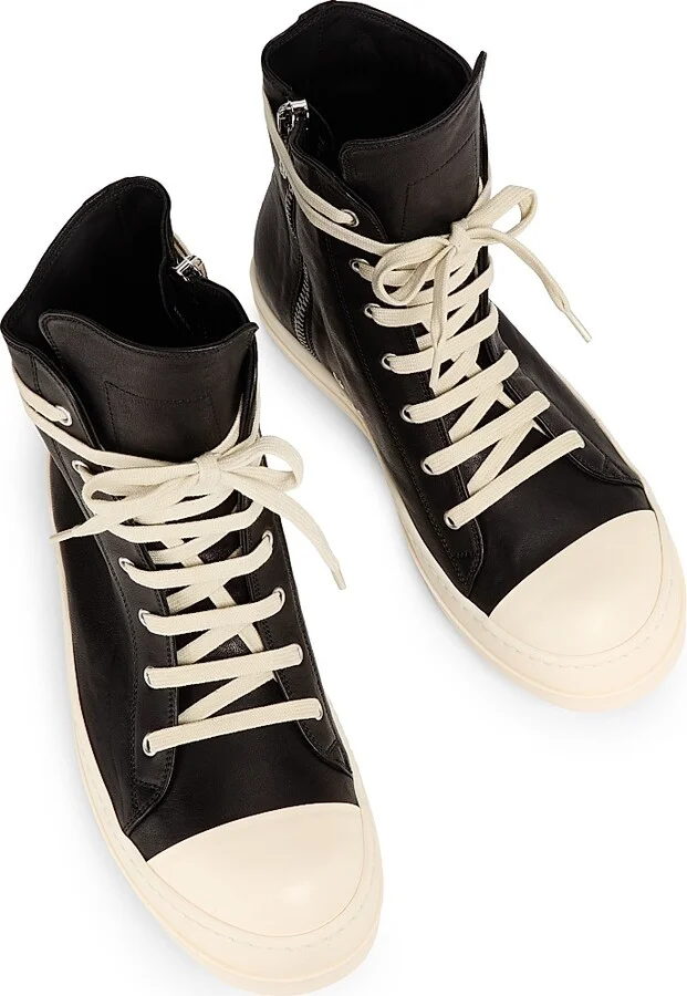 Men's Scarpe In Pelle High-Top Sneakers - Washed Indigo - Size 11 - Image 9