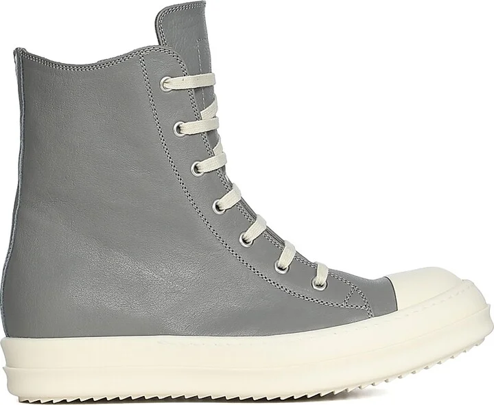 Men's Scarpe In Pelle High-Top Sneakers - Washed Indigo - Size 11