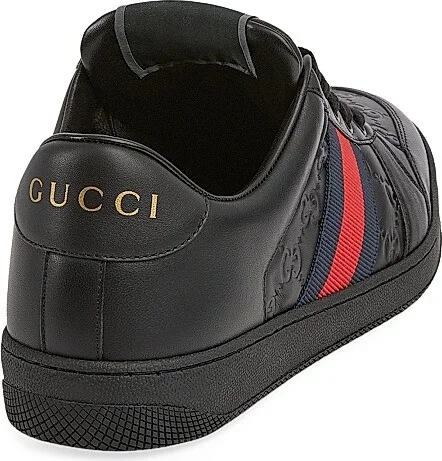 Men's Screener Embossed-Leather Sneakers - Black - Size 8 - Image 3