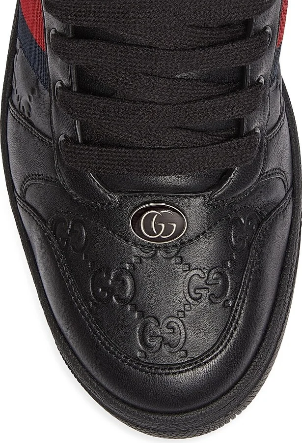 Men's Screener Embossed-Leather Sneakers - Black - Size 8 - Image 4