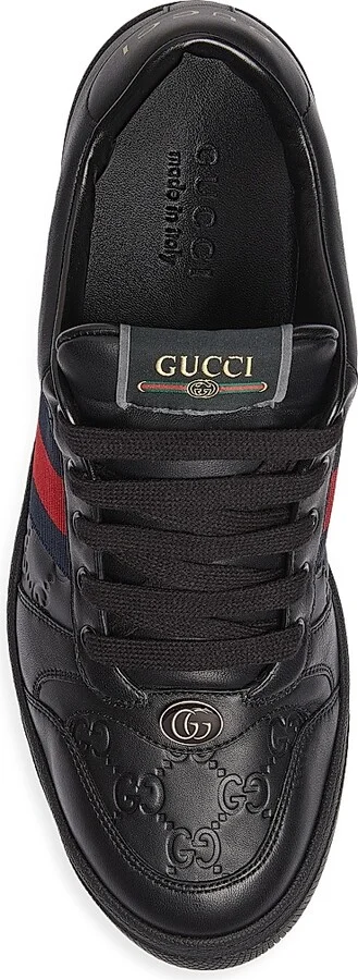 Men's Screener Embossed-Leather Sneakers - Black - Size 8 - Image 5