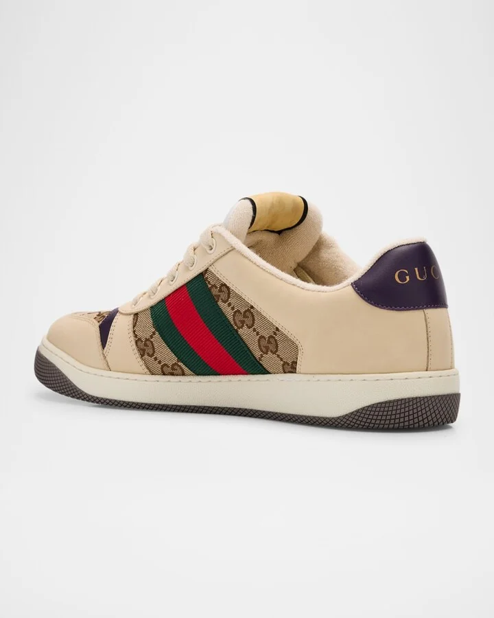 Men's Screener GG Canvas and Leather Sneakers - Image 3