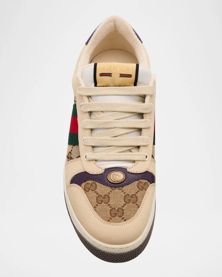 Men's Screener GG Canvas and Leather Sneakers - Image 5