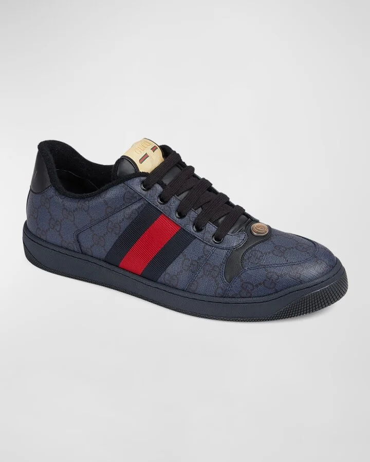 Men's Screener GG Canvas Low-Top Sneakers with Web - Image 6