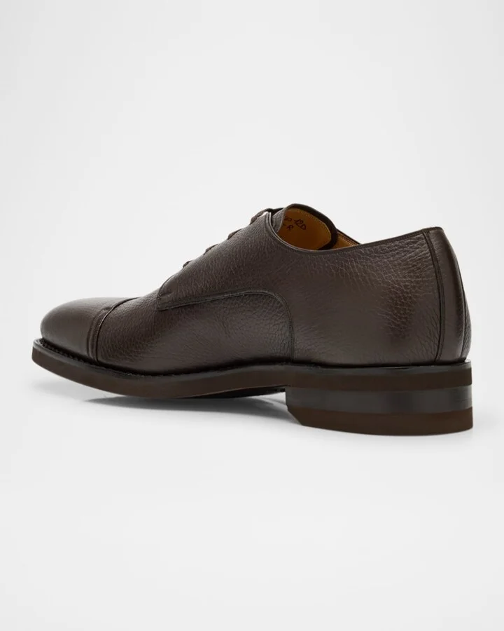 Men's Scrivas Leather Cap-Toe Derby Shoes - Image 2