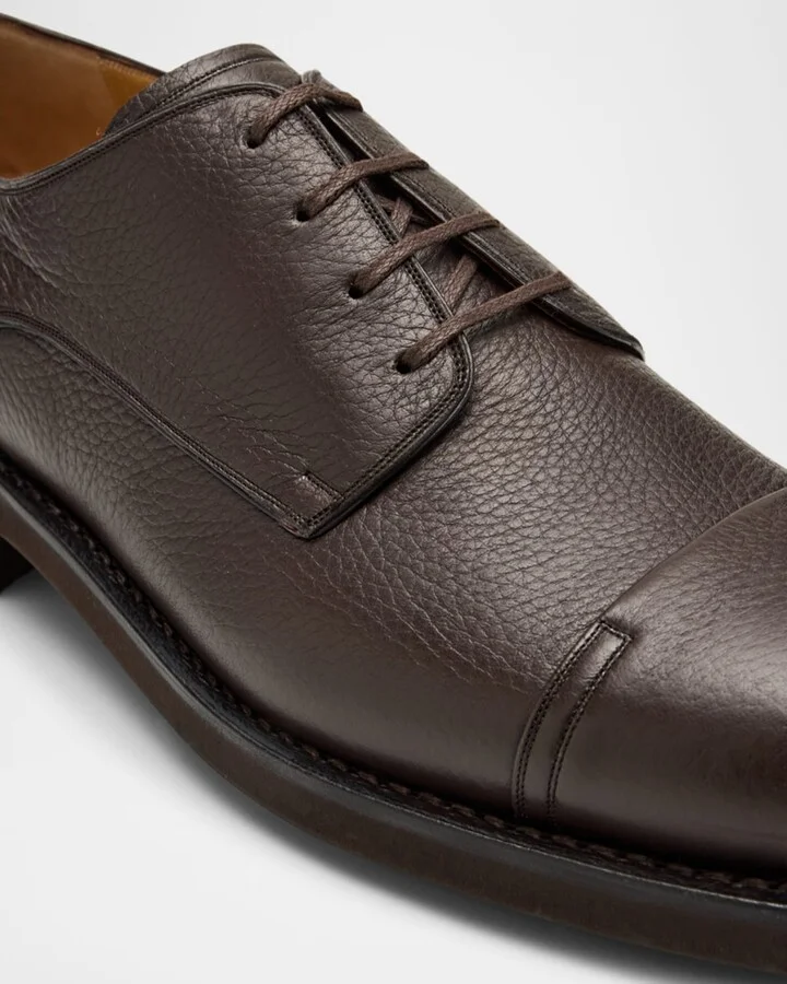 Men's Scrivas Leather Cap-Toe Derby Shoes - Image 3
