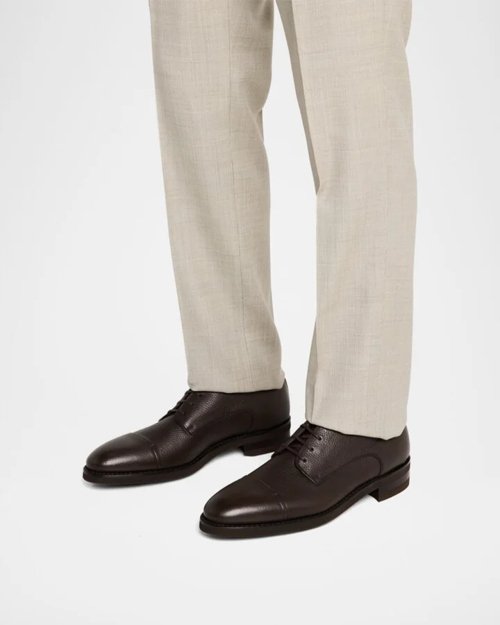 Men's Scrivas Leather Cap-Toe Derby Shoes - Image 5
