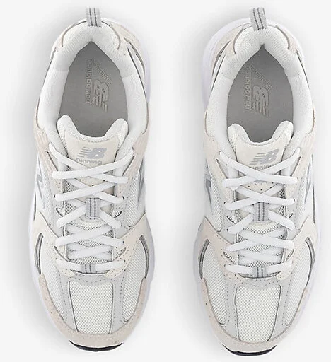 Mens Sea Salt Off White Grey Mr530 Logo-Embossed Leather and Mesh Low-Top Trainers 5.5 - Image 2