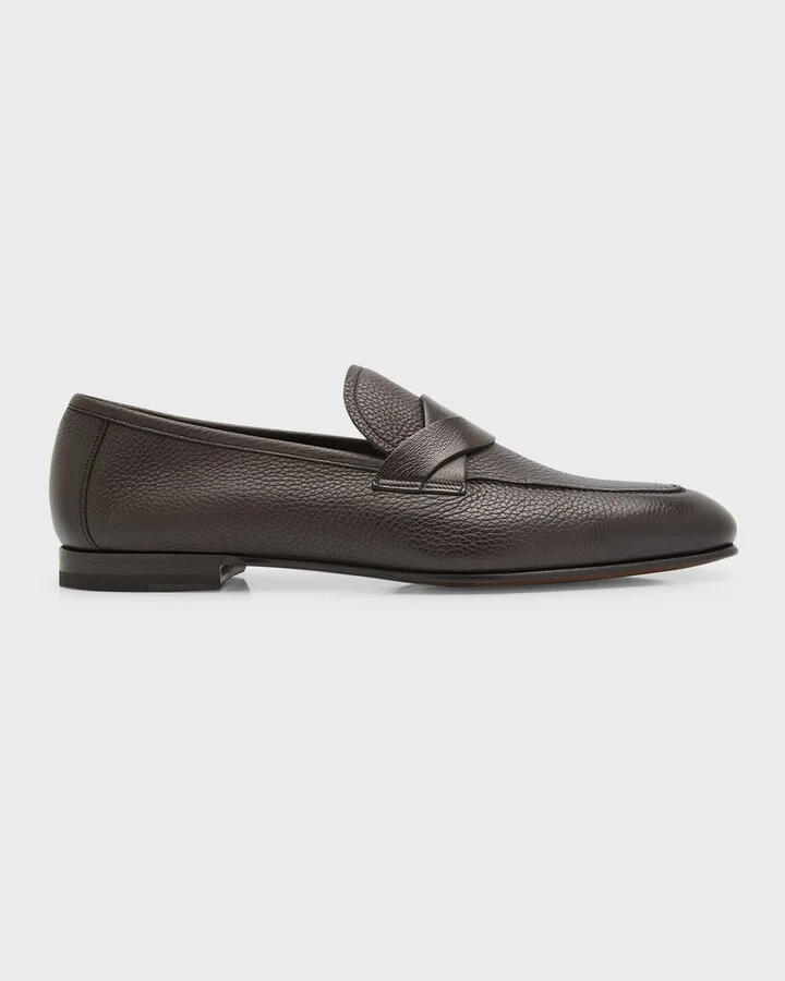Men's Sean Grain Leather Twisted Band Loafers