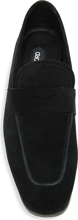 Men's Sean Suede Penny Loafers - Black - Size 10 - Image 5