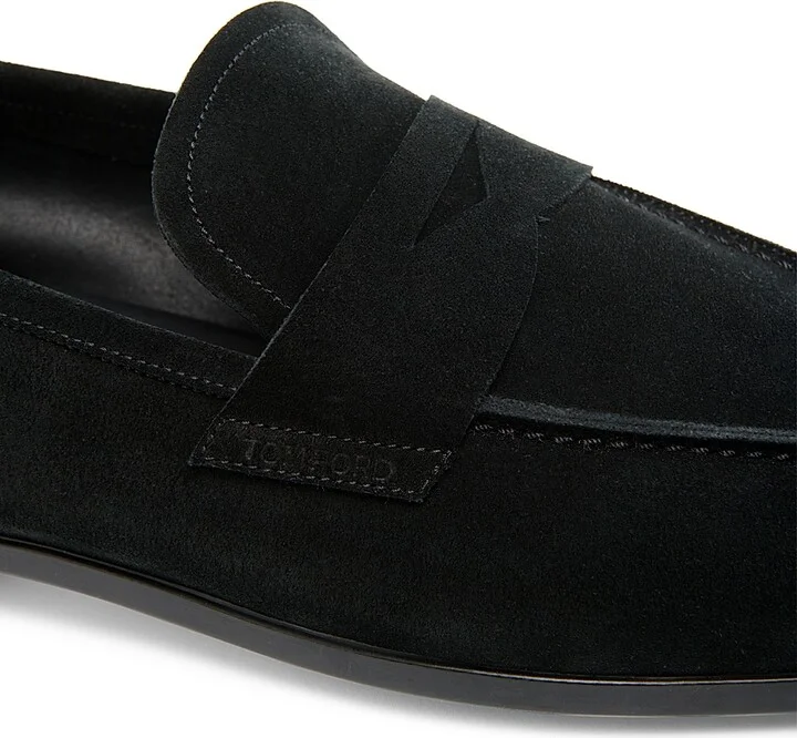 Men's Sean Suede Penny Loafers - Black - Size 10 - Image 6