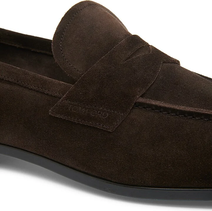 Men's Sean Suede Penny Loafers - Black - Size 10 - Image 11