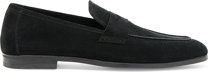 Men's Sean Suede Penny Loafers - Black - Size 10