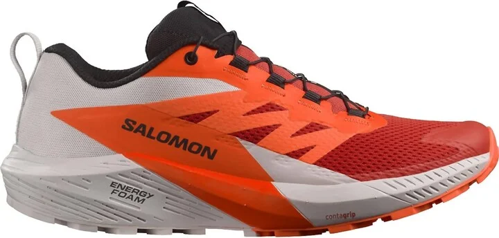 Men's Sense Ride 5 Trail Running Shoes In Lunar Rock/shocking Orange/fiery Red