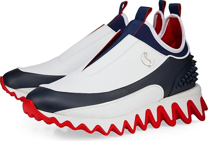 Men's Sharkyloub SP Spikes Low Top Sneakers - White Blue - Size 8 - Image 2