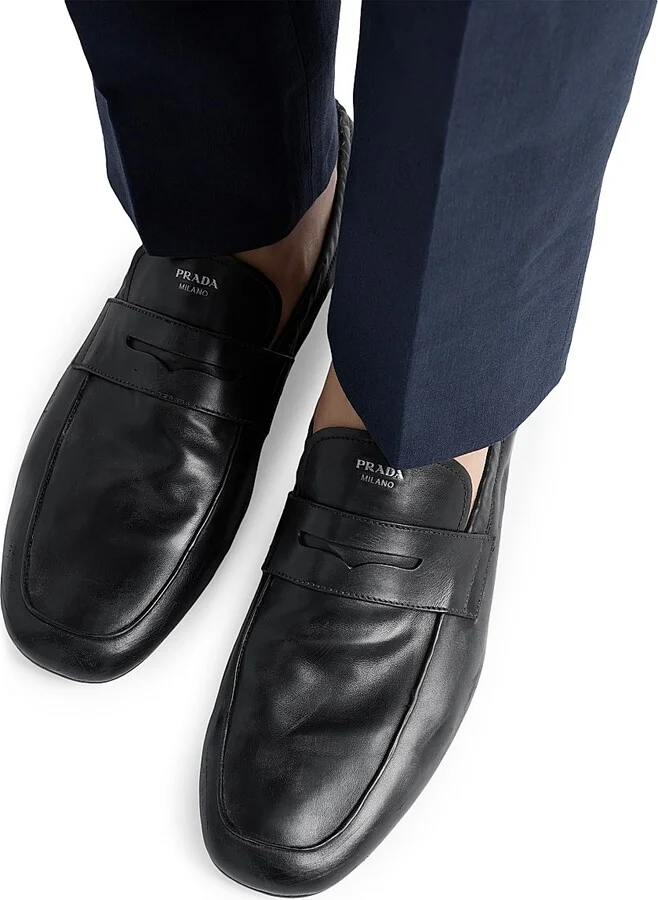 Men's Shuffle Antiqued Leather Loafers - Black - Size 7 - Image 6