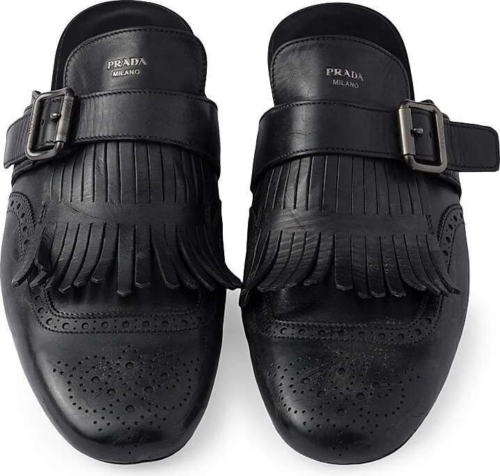 Men's Shuffle Antiqued Leather Mules - Black - Size 11 - Image 2