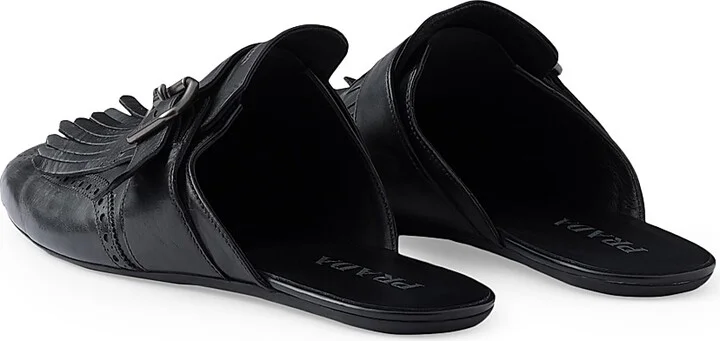 Men's Shuffle Antiqued Leather Mules - Black - Size 11 - Image 3
