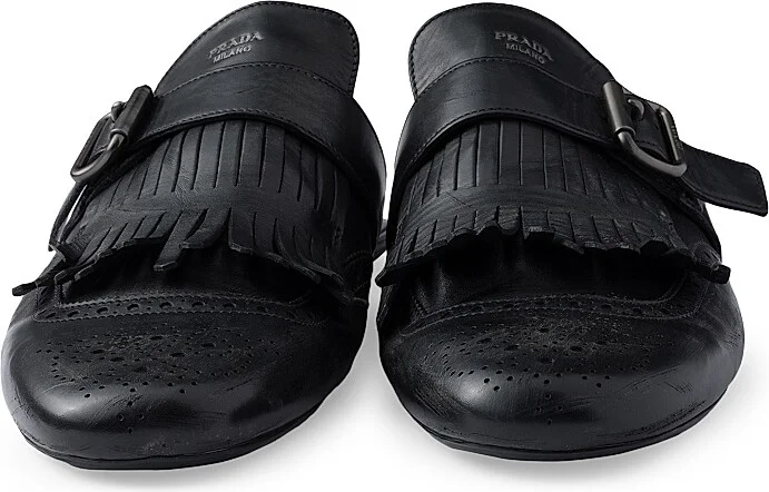 Men's Shuffle Antiqued Leather Mules - Black - Size 11 - Image 4
