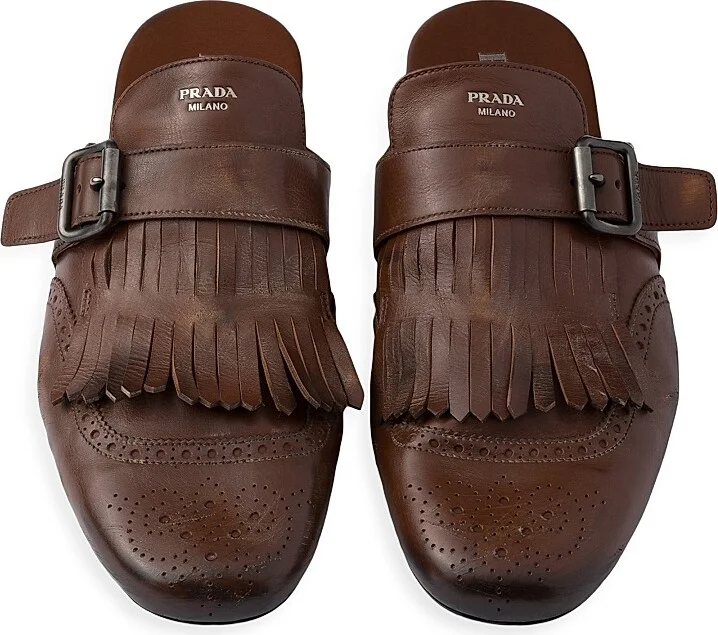 Men's Shuffle Antiqued Leather Mules - Black - Size 11 - Image 7