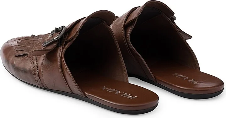Men's Shuffle Antiqued Leather Mules - Black - Size 11 - Image 8