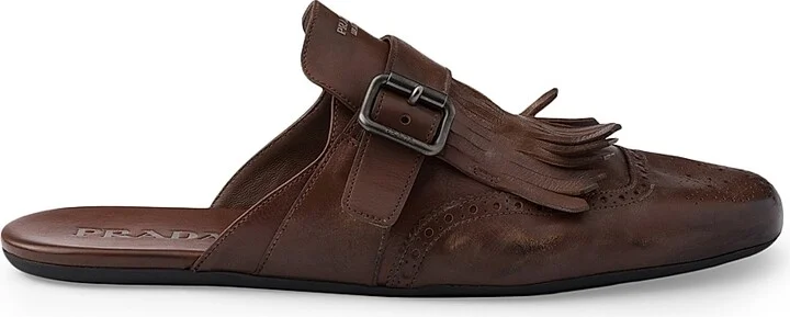 Men's Shuffle Antiqued Leather Mules - Black - Size 11 - Image 11