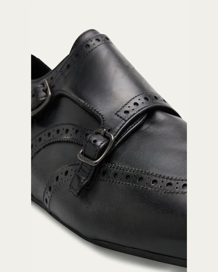 Men's Shuffle Brogue Leather Double-Monk Slip-On - Image 7