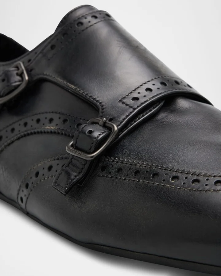 Men's Shuffle Brogue Leather Double-Monk Slip-On - Image 11