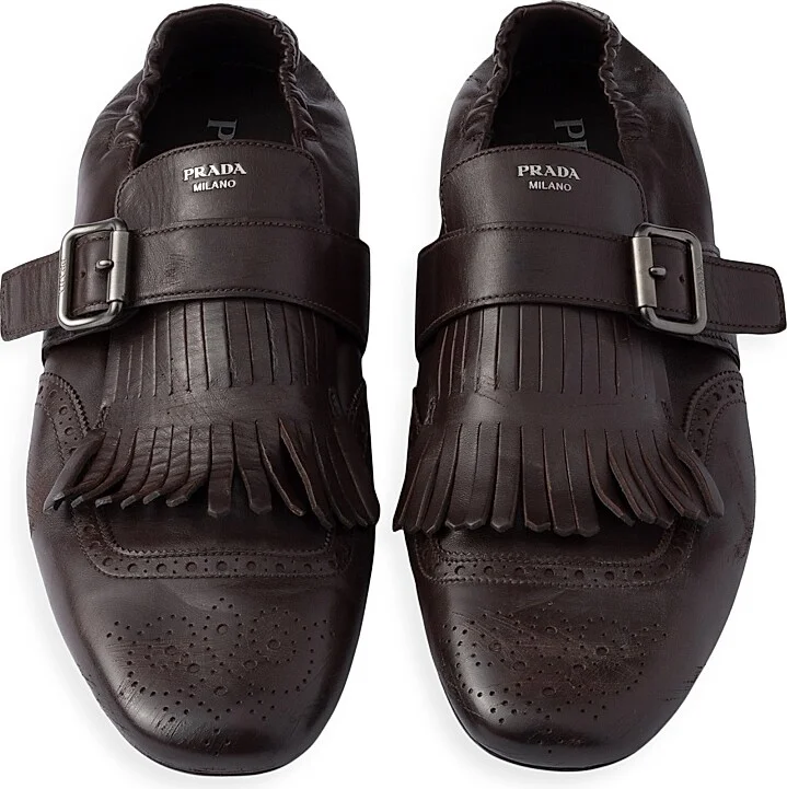 Men's Shuffle Fringed Monk Strap Shoes - Dark Brown - Size 6.5 - Image 2