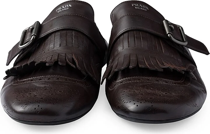 Men's Shuffle Fringed Monk Strap Shoes - Dark Brown - Size 6.5 - Image 4