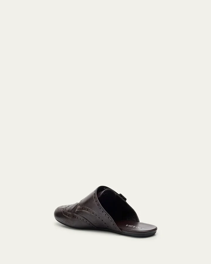 Men's Shuffle Leather Double-Monk Strap Mules - Image 5