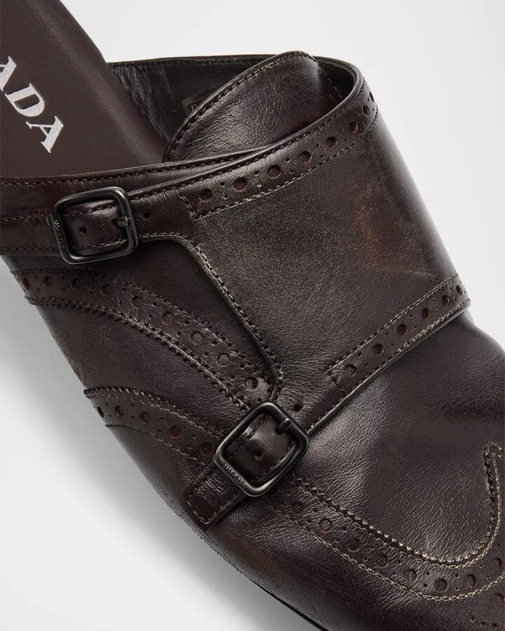 Men's Shuffle Leather Double-Monk Strap Mules - Image 3