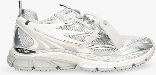 Mens Silver Be Right Back Mesh and Faux-Leather Low-Top Trainers Eur 44 / 10 Uk Men
