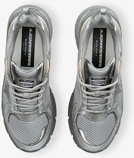 Mens Silver Com Lightstar Leather and Mesh Low-Top Trainers Eur 46 / 12 Uk Men - Image 2