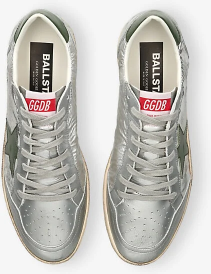 Mens Silver Com Men's Ball Star Metallic-Leather and Metallic-Nylon Low-Top Trainers Eur 40 / 6 Uk Men - Image 2
