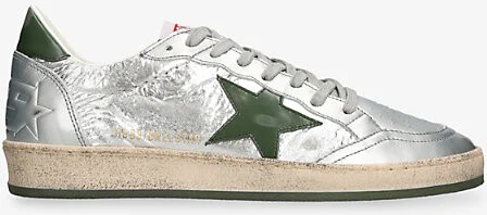 Mens Silver Com Men's Ball Star Metallic-Leather and Metallic-Nylon Low-Top Trainers Eur 40 / 6 Uk Men