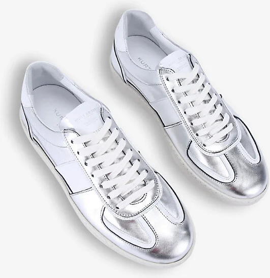 Mens Silver Lloyd Contrast-Panel Leather Low-Top Trainers Eur 43 / 9 Uk Men - Image 2