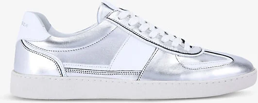 Mens Silver Lloyd Contrast-Panel Leather Low-Top Trainers Eur 43 / 9 Uk Men