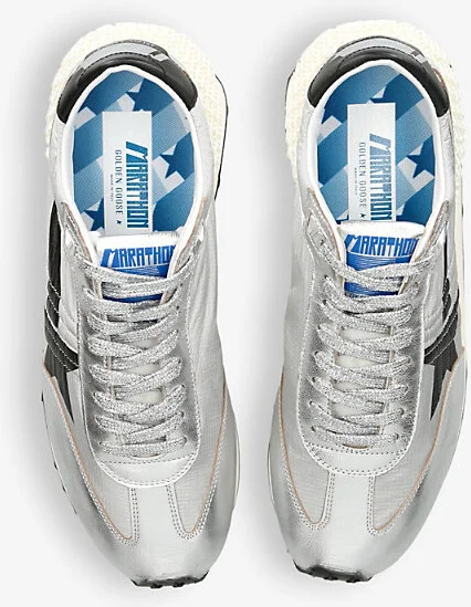 Mens Silver Men's Marathon Runner Leather and Mesh Low-Top Trainers Eur 44 / 10 Uk Men - Image 2