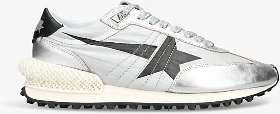 Mens Silver Men's Marathon Runner Leather and Mesh Low-Top Trainers Eur 44 / 10 Uk Men