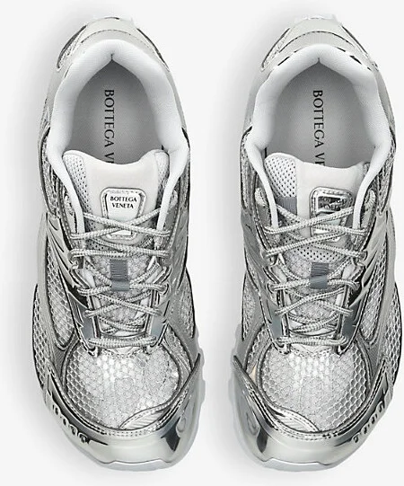 Mens Silver Orbit Metallic-Panel Net-Covered Low-Top Trainers Eur 41 / 7 Uk Men - Image 2